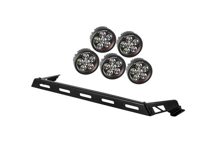 07-15 JEEP WRANGLER (JK) HOOD LIGHT BAR KIT 5 ROUND LED LIGHTS