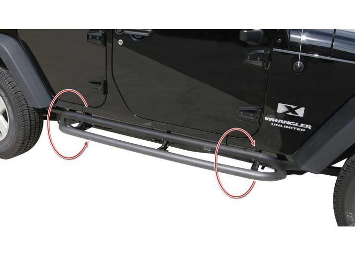 07-18 JK WRANGLER 4 DOOR RETRACTABLE SLIDER BAR TEXTURED BLACK POWDERCOAT OFF RO
