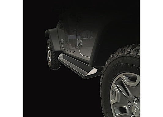 07-18 WRANGLER ROCK SLIDER STEP MATT BLACK 4DR PLATED STEEL