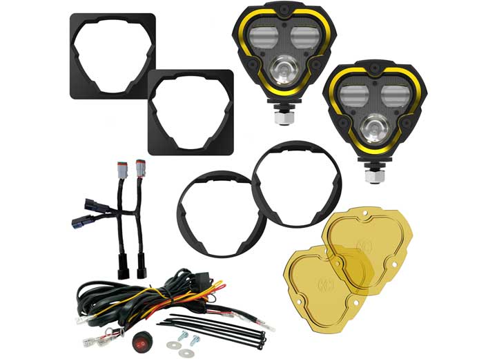 10-C JEEP JK/JL /JT LED DM SAE FOG 2 LIGHT MASTER KIT BLACK