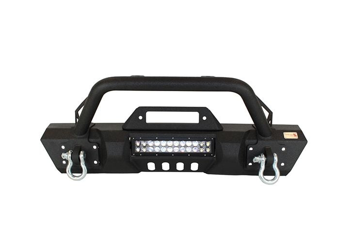 07-17 JK STUBBY FRONT BUMPER W/O LED 12IN LIGHT HOLE - STEEL BLACK POWDER COAT