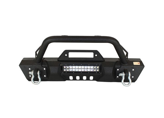 07-17 JK STUBBY FRONT BUMPER W/O LED 12IN LIGHT HOLE - STEEL BLACK POWDER COAT
