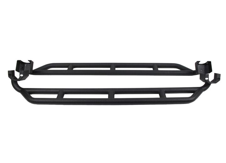 07-18 WRANGLER UNLIMITED TUBULAR ROCKER GARDS BLACK 2-STAGE TEXTURED POWDER COAT STEEL
