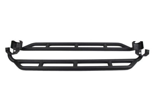 07-18 WRANGLER UNLIMITED TUBULAR ROCKER GARDS BLACK 2-STAGE TEXTURED POWDER COAT STEEL