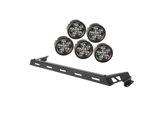 07-15 JEEP WRANGLER HOOD LIGHT BAR KIT TEXTURED BLACK 5 ROUND LEDS