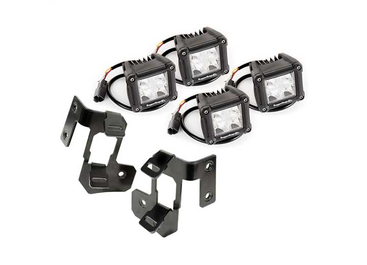 A-PILLAR LIGHT MNT KIT, BLACK, DUAL CUBE, 07-18 JK