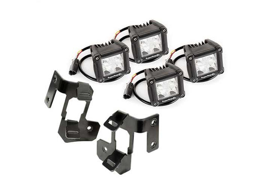 A-PILLAR LIGHT MNT KIT, BLACK, DUAL CUBE, 07-18 JK