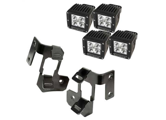 07-15 WRANGLER A-PILLAR LIGHT MOUNT KIT SEMI-GLOSS BLACK SQUARE LED