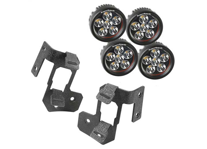 07-15 WRANGLER A-PILLAR LIGHT MOUNT KIT TEXTURED BLACK ROUND LED