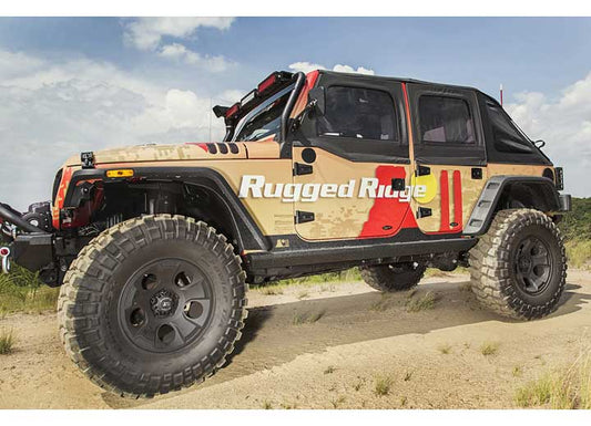 07-16 WRANGLER XHD ROCK SLIDERS, STEEL BLACK