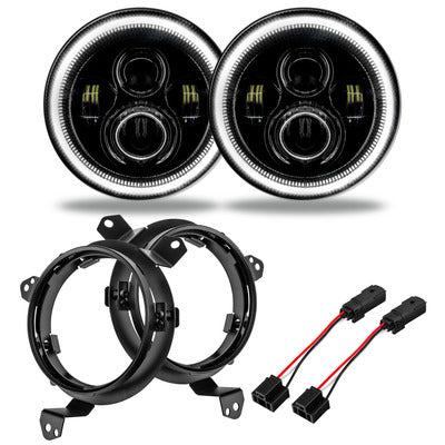 Oracle Lighting 7 in LED Projector Headlights with White Halo for Jeep Wrangler JL (2018-2024)