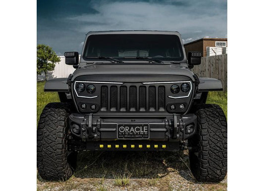 18-C WRANGLER/20-C GLADIATOR SKID PLATE WITH INTEGRATED LED EMITTERS YELLOW LENS