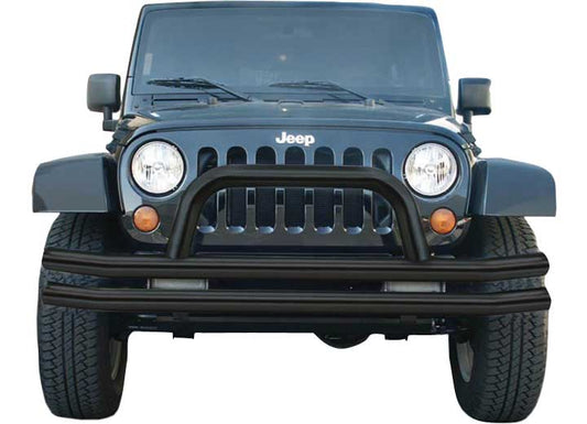 07-25 JEEP WRANGLER JK/JL /20-C GLADIATOR DOUBLE TUBE BUMPER FRONT WITH HOOP BLACK