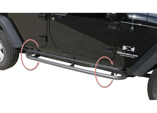 07-18 JK WRANGLER 4 DOOR RETRACTABLE SLIDER BAR TEXTURED BLACK POWDERCOAT OFF RO