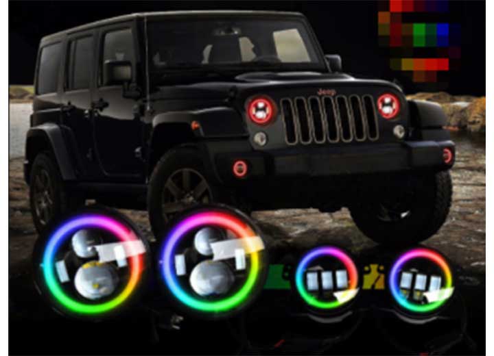 18-C JEEP JL 9IN HEADLIGHT/4IN FOGLIGHT COLORSMART COMBO MULTI COLOR KIT