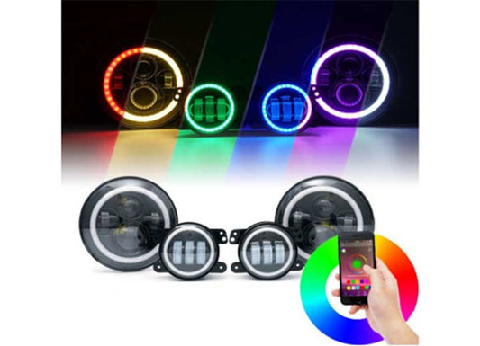 18-C JEEP JL 9IN HEADLIGHT/4IN FOGLIGHT COLORSMART COMBO MULTI COLOR KIT