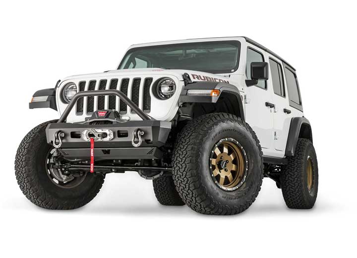 WINCH ELITE STUBBY BUMPER W/TUBULAR GRILLE GUARD FOR JEEP JL, RATED: 12,000 LBS