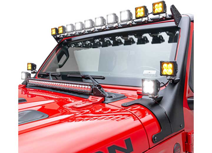 19-22 GLADIATOR/WRANGLER JL/JLU FRONT ROOF LED KID MILD STEEL BLACK